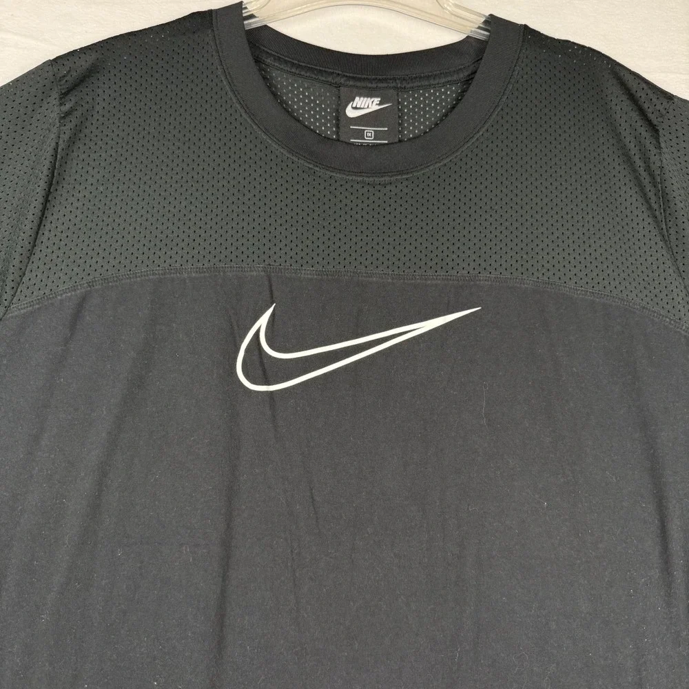 Nike Sportswear T Shirt Dress Black Mesh Panel Embroidered Swoosh Women 1X